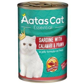 Aatas Cat Essential Sardine with Calamari & Prawn Cat Canned Food 400g Carton (24 Cans)